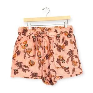 NWT A.L.C. Pink Floral Print Barrett 100% Linen Shorts Size 12